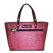 Croco Embossed Berry Medium Tote - 693