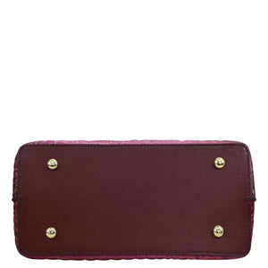 Genuine leather burgundy wallet with gold-tone stud accents from Anuschka's Medium Tote - 693 collection.