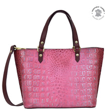 Load image into Gallery viewer, Anuschka Medium Tote with Croco Embossed Berry color
