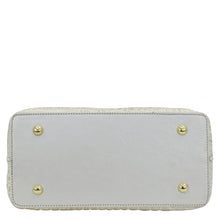 Load image into Gallery viewer, White rectangular Medium Tote - 693 with scalloped edges, gold-tone stud accents, and a zippered pocket by Anuschka.
