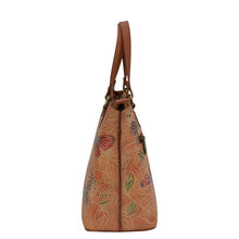 Load image into Gallery viewer, Floral-patterned, genuine leather Anuschka Medium Tote - 693 shoulder bag on a white background.
