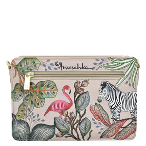 Anuschka Triple Compartment Crossbody with African Adventure painting