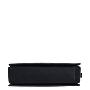 Black Triple Compartment Crossbody - 696 with compartments on a white background.