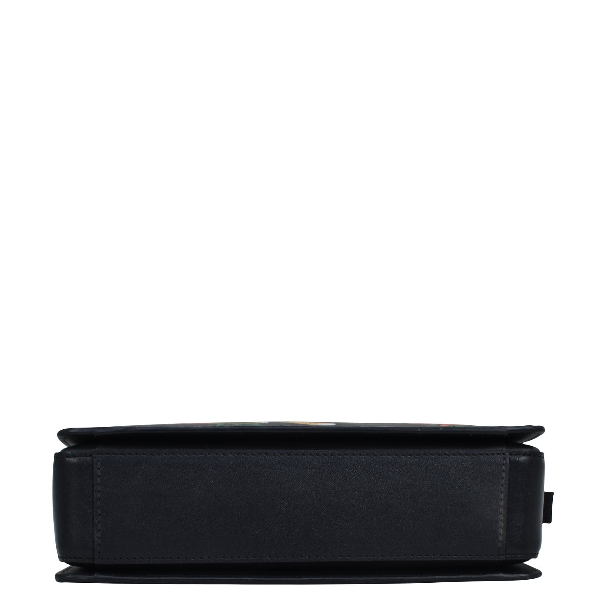 Black Triple Compartment Crossbody - 696 with compartments on a white background.