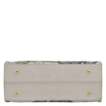 Load image into Gallery viewer, Beige floral Medium Satchel - 697 with gold-tone stud accents by Anuschka.
