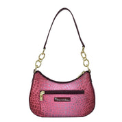 Croco Embossed Berry Small Convertible Hobo - 701