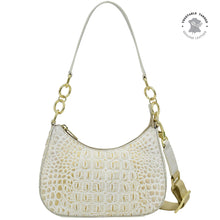 Load image into Gallery viewer, Croco Embossed Cream Gold Small Convertible Hobo - 701
