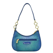Croco Embossed Peacock Small Convertible Hobo - 701