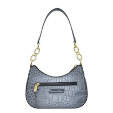 Load image into Gallery viewer, Croco Embossed Silver/Grey Small Convertible Hobo - 701
