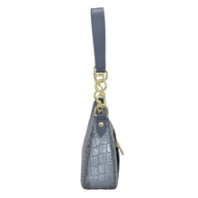 Load image into Gallery viewer, Gray genuine leather Small Convertible Hobo - 701 pouch with gold-tone hardware by Anuschka.
