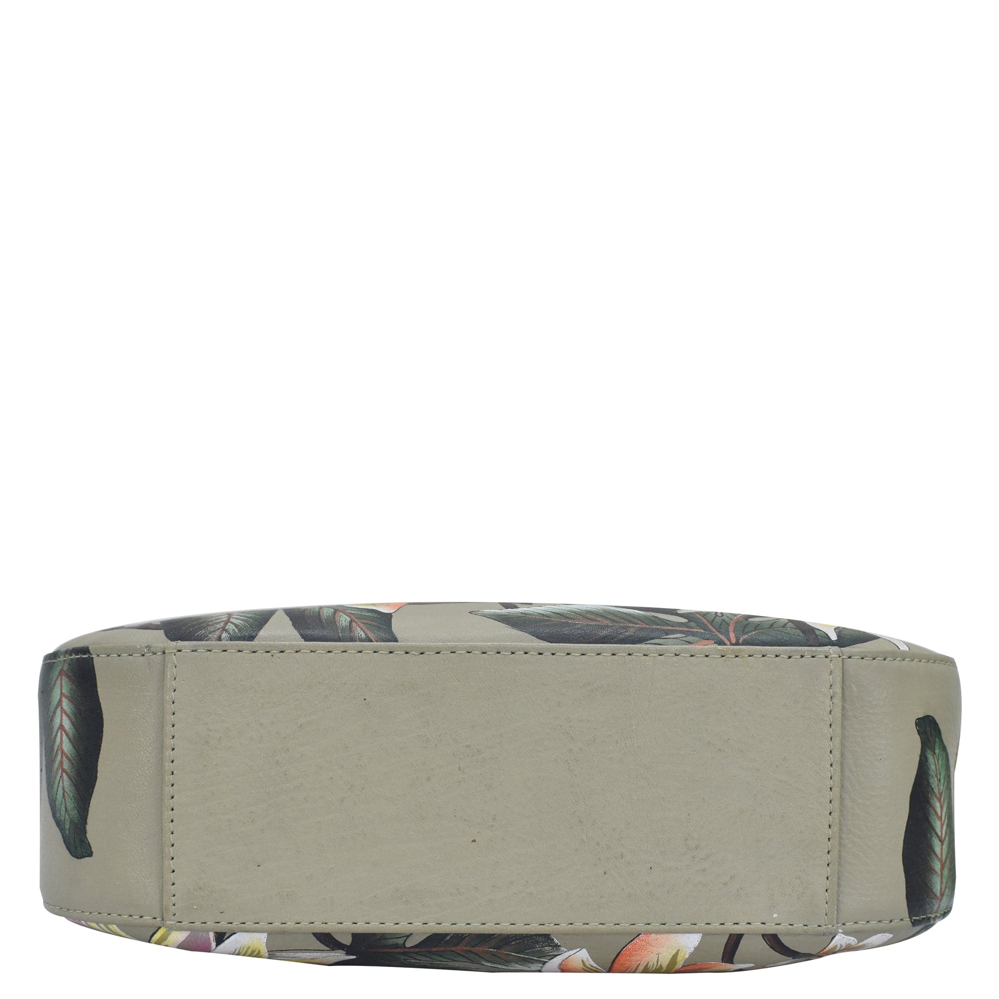 Fabric-covered Small Convertible Hobo - 701 shoulder bag with a feather pattern on the sides and an adjustable strap by Anuschka.