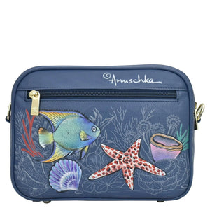 Anuschka Twin Top Messenger with Mystical Reef painting