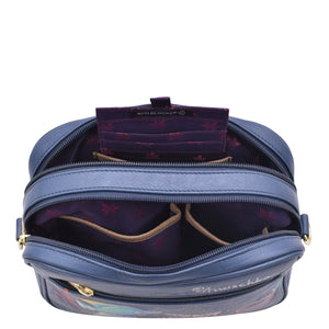 Open Twin Top Messenger - 704 purse organizer with multiple compartments, featuring RFID protected technology by Anuschka.