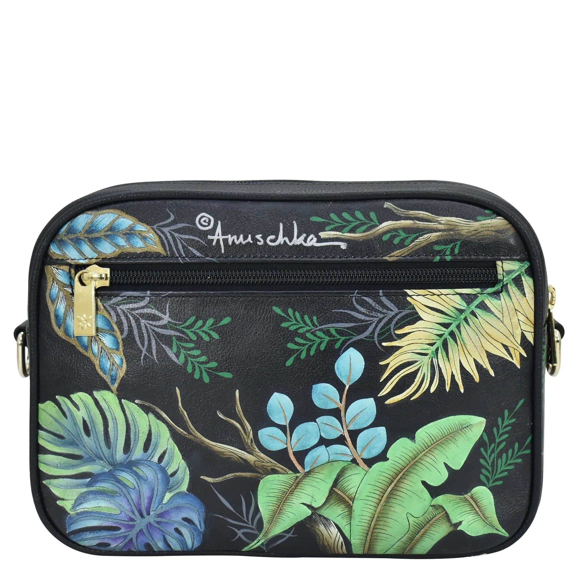Anuschka Twin Top Messenger with Rainforest Beauties painting