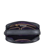 Open Twin Top Messenger - 704 displaying interior compartments and RFID protected.