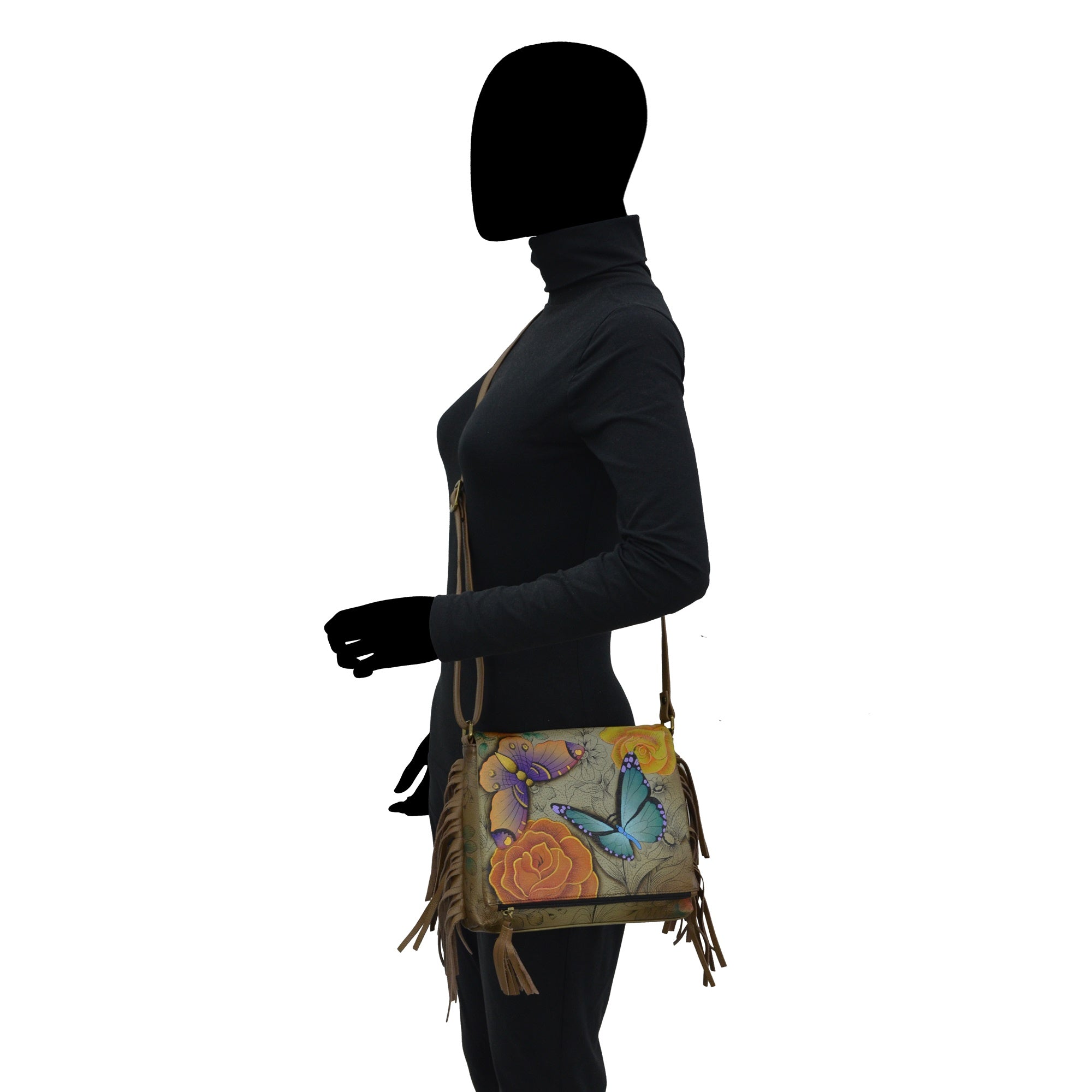 Fringed Flap Crossbody - 8335| Anuschka Leather India