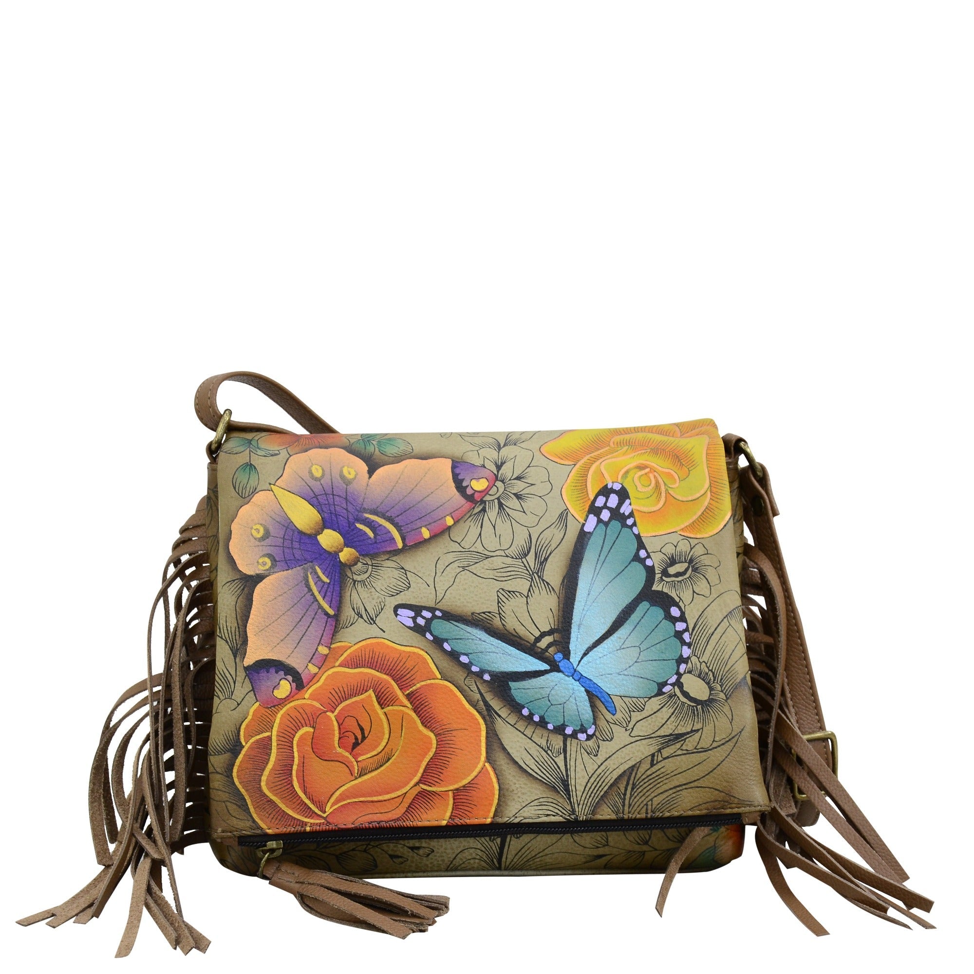 Fringed Flap Crossbody - 8335| Anuschka Leather India