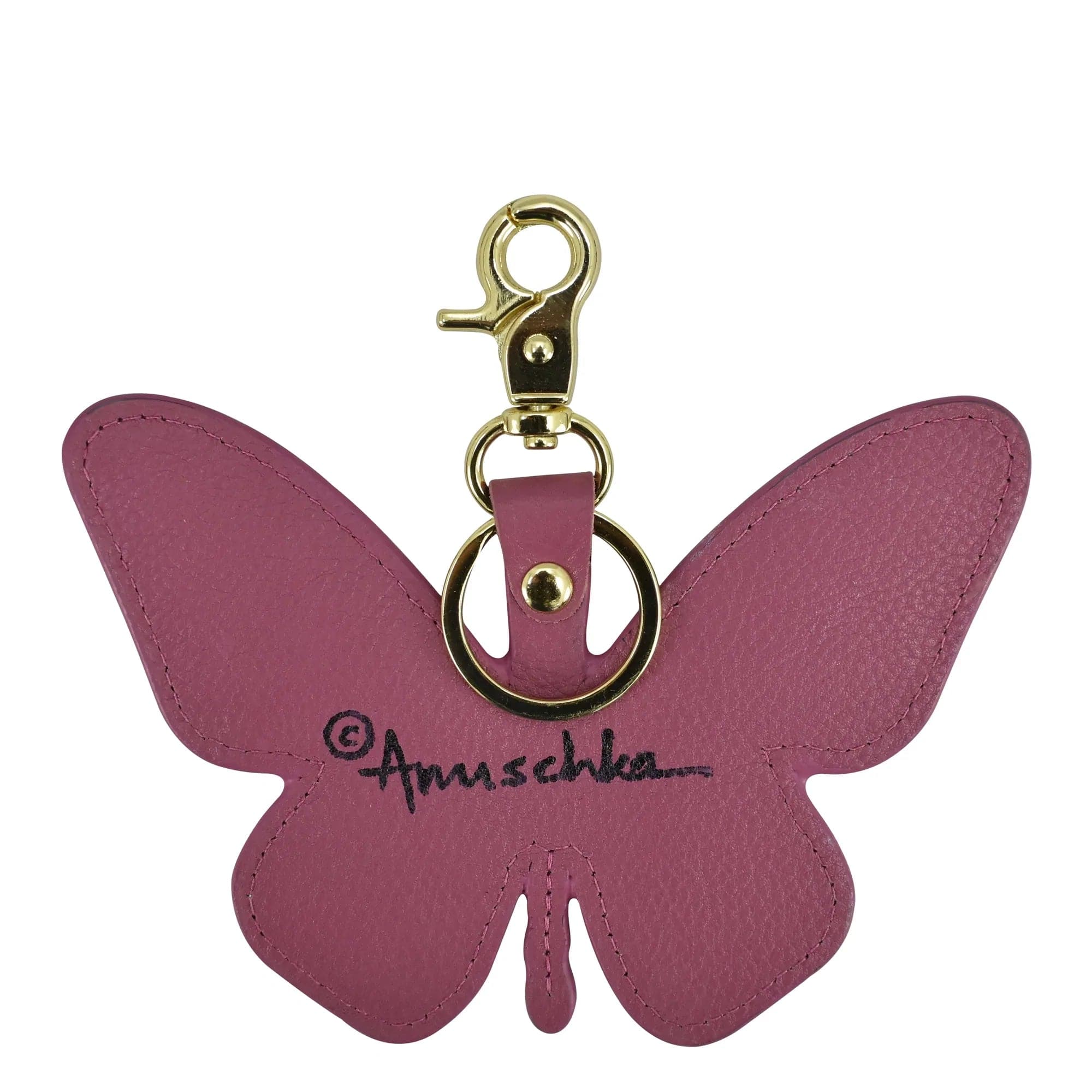 Anuschka Leather Bag Charm with Butterfly Melody painting