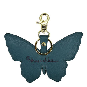 Anuschka Leather Bag Charm with Butterfly Melody painting