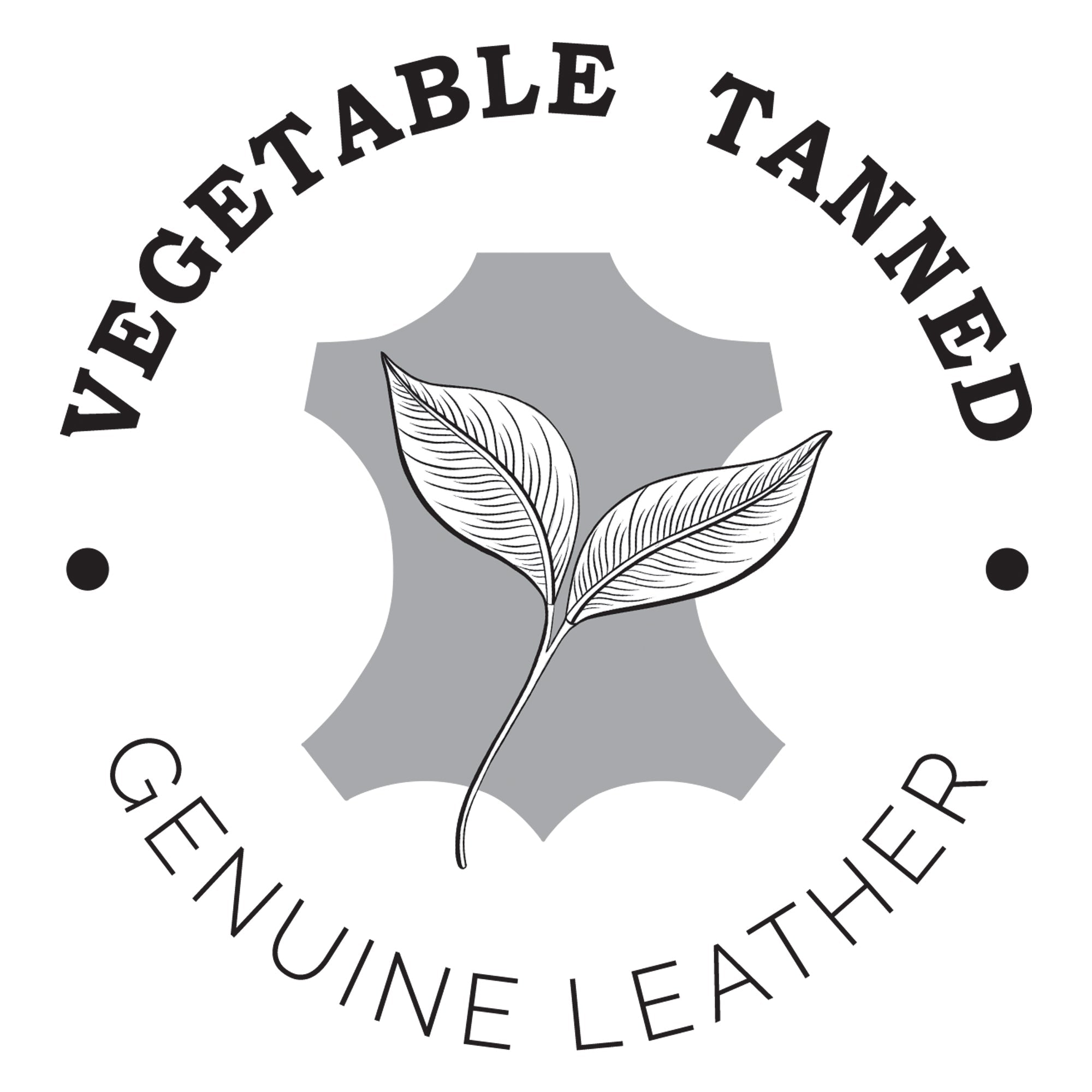 Logo for an Anuschka Accordion Flap Wallet - 1174, featuring an illustration of a leaf and a leather hide.
